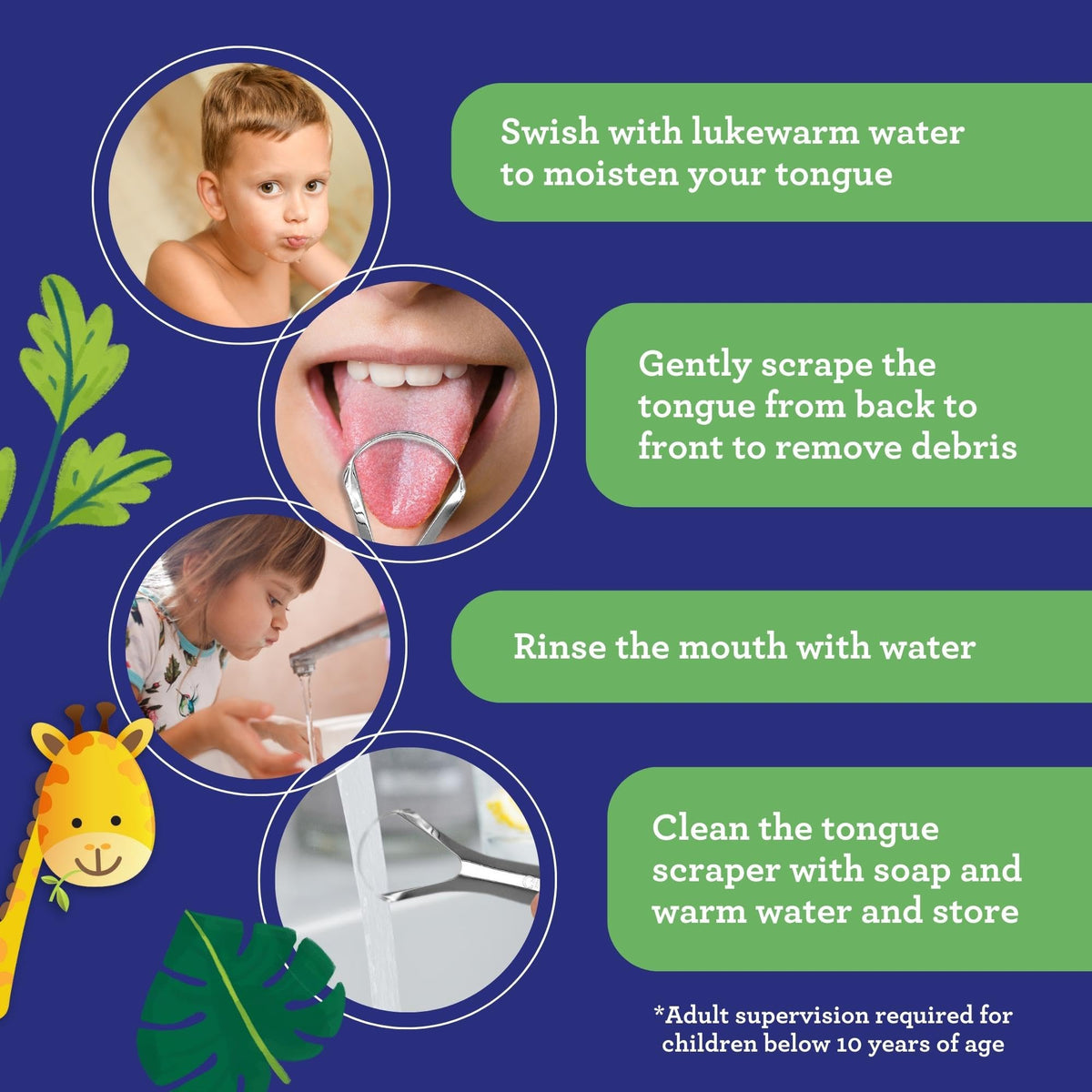 GuruNanda Stainless Steel Tongue Scraper (Pack of 2), Fight Bad Breath, Medical Grade 100% Stainless Steel Tongue Cleaner, Tongue Scraper For Adults and Kids, Great For Oral Care, Travel Friendly