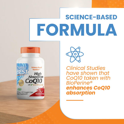Doctor's Best High Absorption CoQ10 with Bioperine, Heart Health & Energy Production