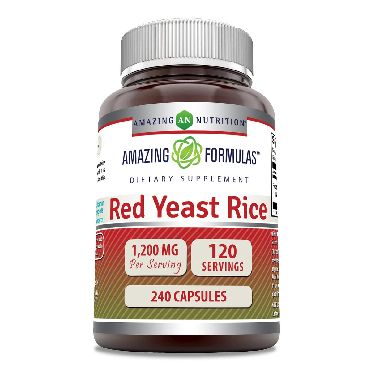 Amazing Formulas Red Yeast Rice 1200mg Per Serving Capsules Supplement | Non-GMO | Gluten Free | Made in USA (1 Pack, 120 Count)