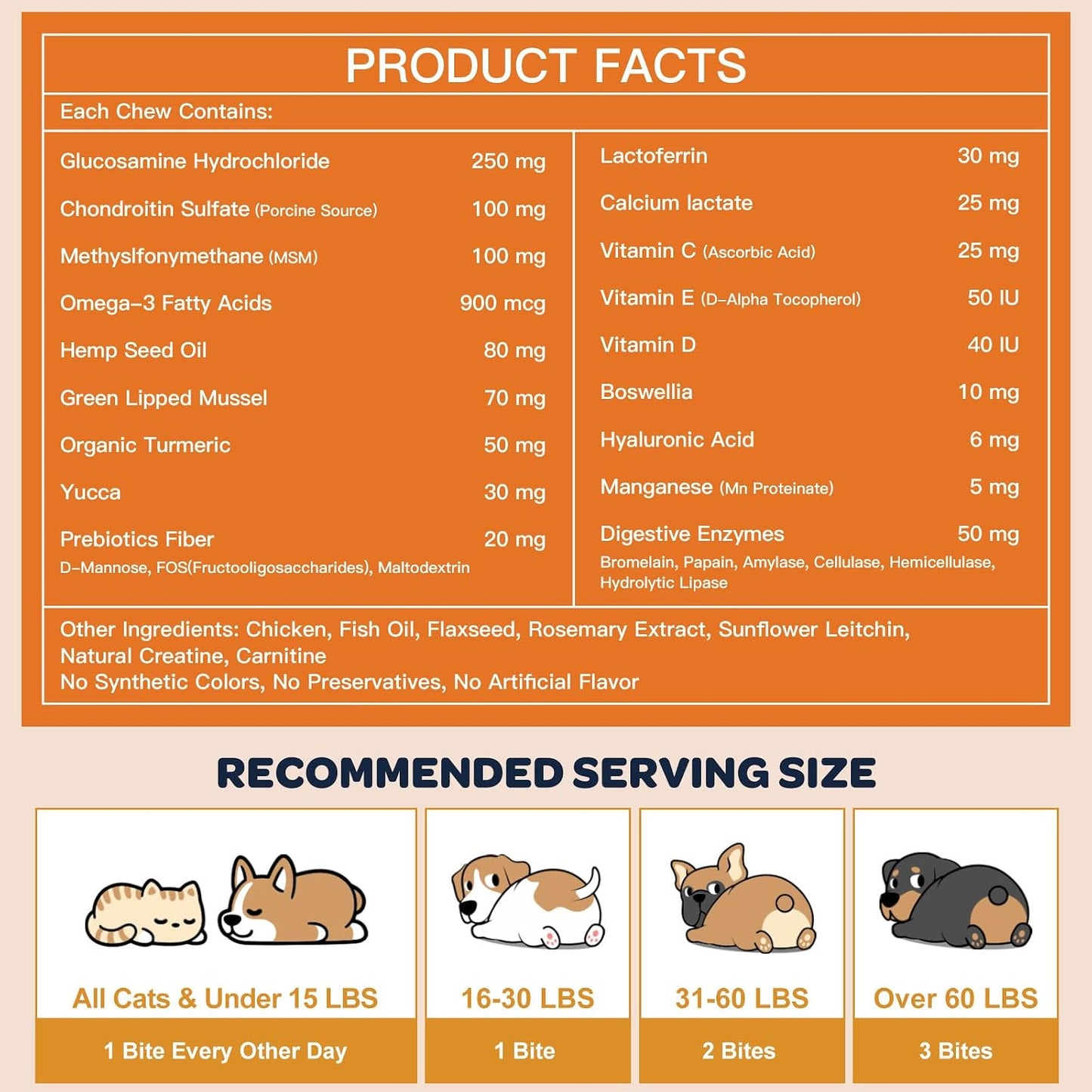 NATURE TARGET Glucosamine for Dogs, Hip and Joint Supplement, 120 Bites | Freeze-Dried Crunchy Chews, Chicken Flavored Mobility Treats, Chondroitin, MSM, Omega-3, Ideal for Senior, Large & Active Dog
