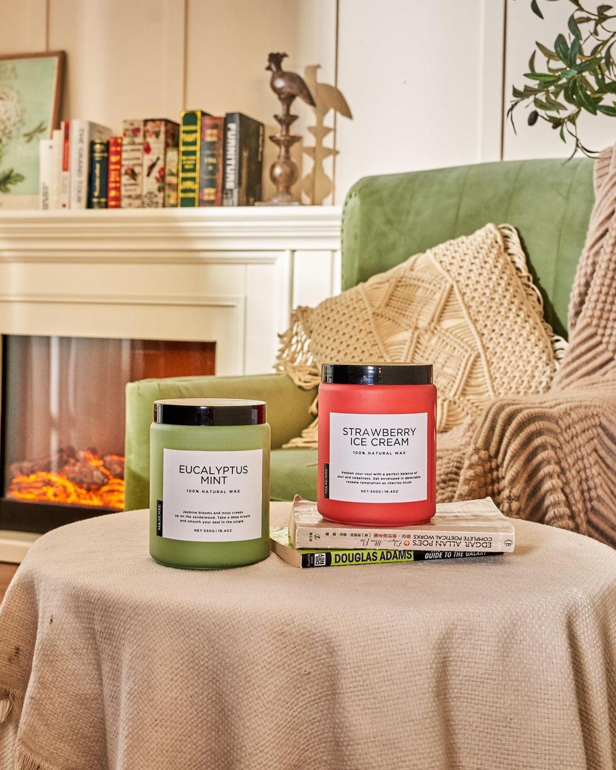 M&SENSE Eucalyptus Mint Candles for Home Scented, 19.4oz 110 Hours Burn Soy Aromatherapy