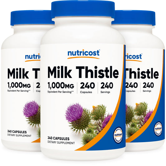 Nutricost Milk Thistle Extract 240 Capsules for 240 Servings Per Bottle - Vegan, GMO Free and Gluten Free