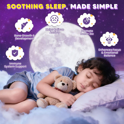 Magnesium Glycinate Gummies 400/200mg for Kids & Adults, NO Melatonin Sleep Aid Magnesium Supplement Gummies with Chamomile, Lavender, L-Theanine & GABA, B6, D3 & K2 for Bone, Relax, Immune Support