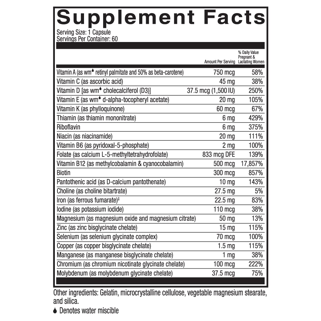 Celebrate Vitamins Bariatric Prenatal Multivitamin Capsules with Folate (Folic Acid), Vitamin A