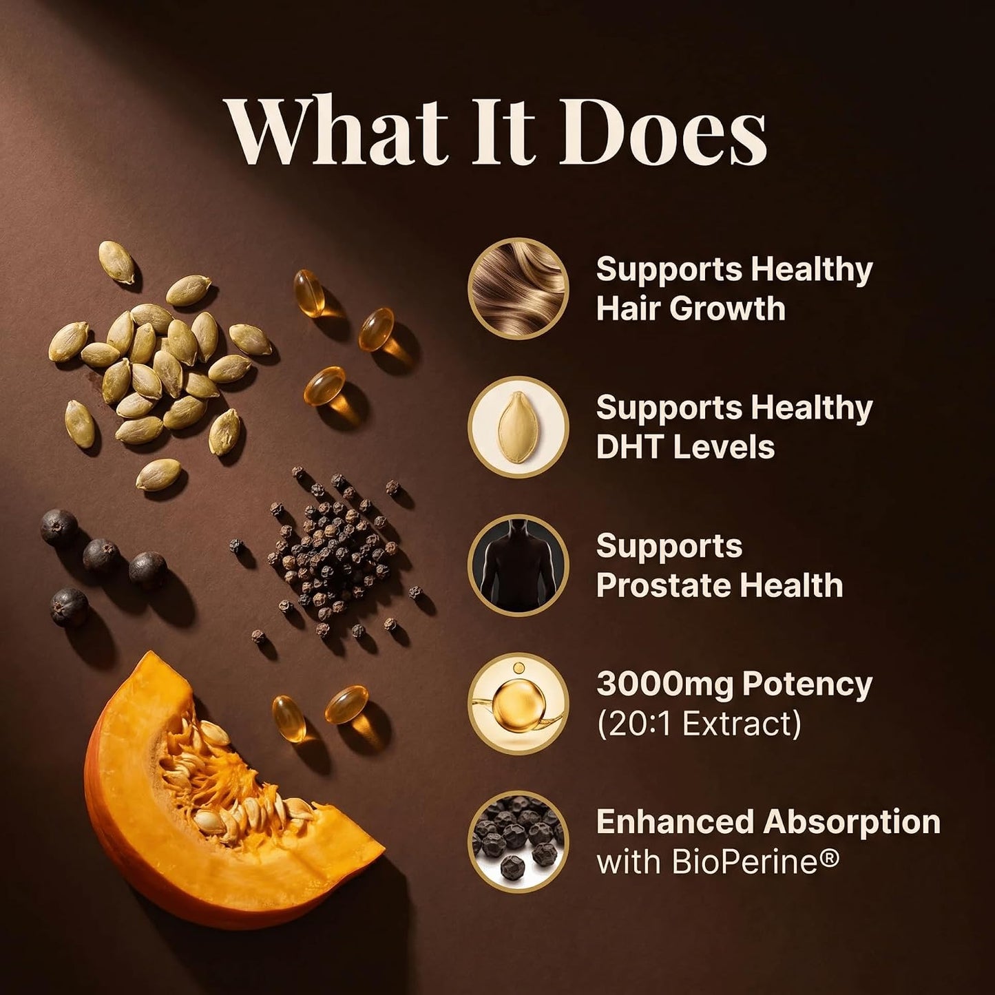 Pumpkin Seed Oil with Saw Palmetto, Beta-Sitosterol, Zinc & BioPerine® – 180 Vegan Softgels | Prostate & Hair Growth Support | DHT Blocker | Urinary & Bladder Health | Cold-Pressed