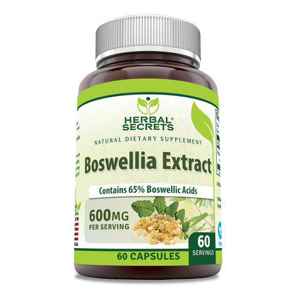 Herbal Secrets Boswellia Serrata Extract (65% Boswellic Acids) 600 mg 120 Capsules Supplement - Non-GMO - Gluten Free