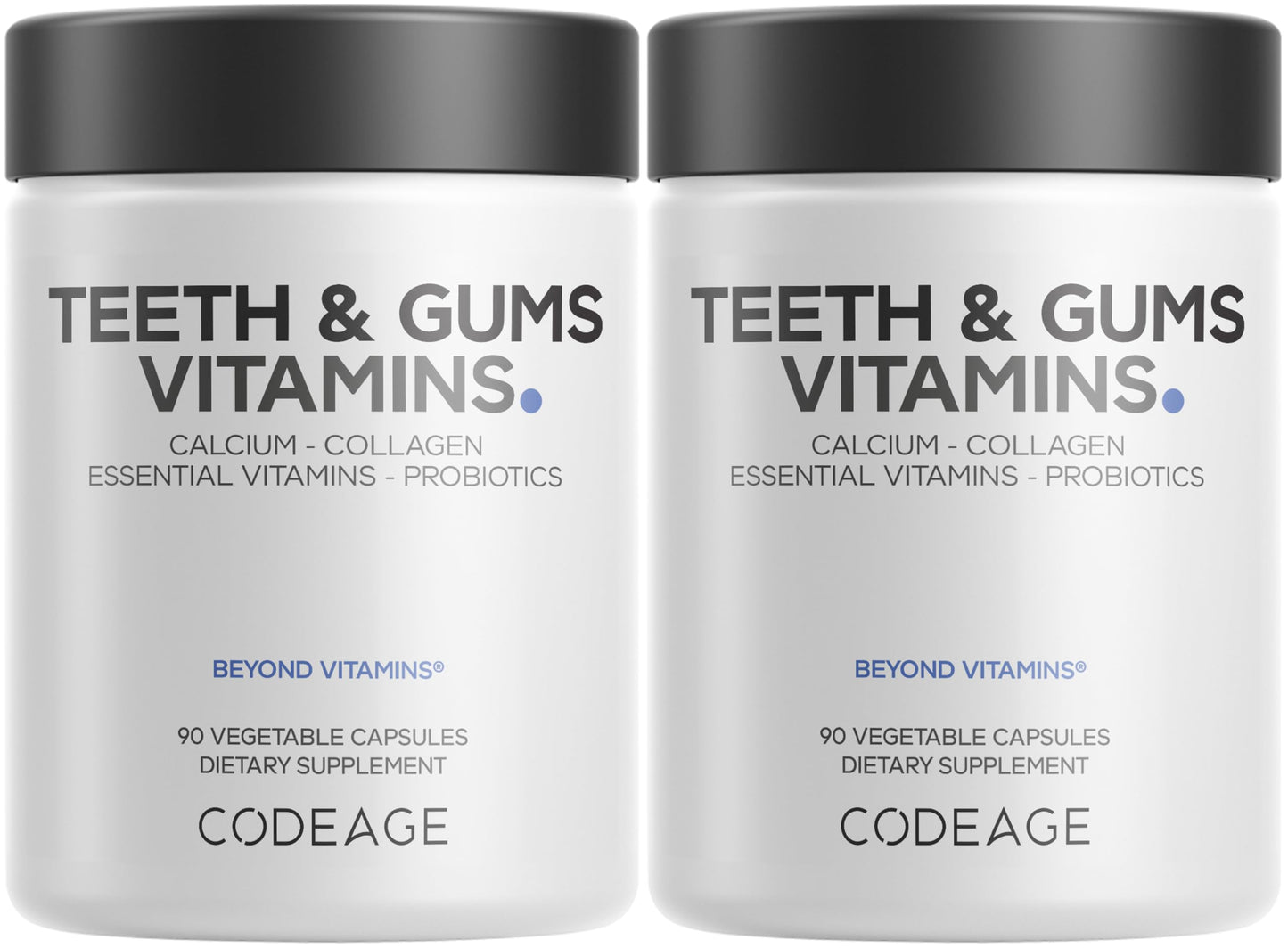 Codeage Teeth & Gums Vitamins + Oral Probiotics Supplement for Mouth - Whole Food Calcium, Collagen, Potassium, Vitamin C, D3, K2, Zinc – Oral Care & Dental Multivitamin Supplements - 90 Capsules
