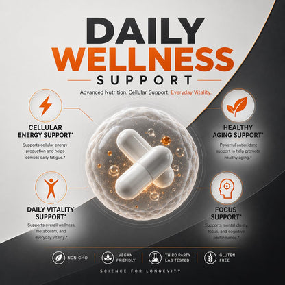 NMN Supplement 250mg, NAD+ Precursor with TMG 50mg & Grape Seed Extract 15mg, Nicotinamide Mononucleotide for Cellular Energy, Daily Vitality & Healthy Aging Support, Advanced 3-in-1 Daily Formula