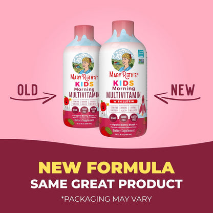 MARYRUTH'S Liquid Morning Multivitamin for Kids | Kids Multivitamin | Immune Support Supplement | Vitamin C | Vitamin D | Essential Nutrients | Vegan | 30-180 Servings | 15.22 fl oz