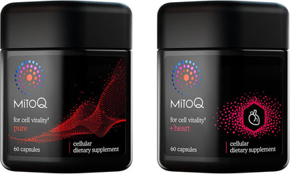 MitoQ Ultimate Antioxidant Bundle: Mitochondria-Targeted and Heart Health Antioxidant Supplements | Supports Cellular Longevity, Cardiovascular Health, Energy, and Healthy Aging (2 x 60 Capsules)