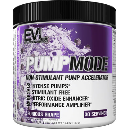 EVL PumpMode Nitric Oxide Supplement - Nitric Oxide Booster Pump Pre Workout Powder with Glycerol and Betaine for Muscle Recovery Growth and Endurance - Stim Free Pre Workout Drink (Unflavored)