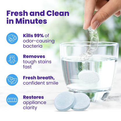 Retainer Brite – Aligner Cleaning Tablets for Invisalign, Mouth Guard Cleaner, Night Guard Cleaner and other Dental Appliances. FDA Registered and Made in USA. 192 Tablets – 6 Month Supply