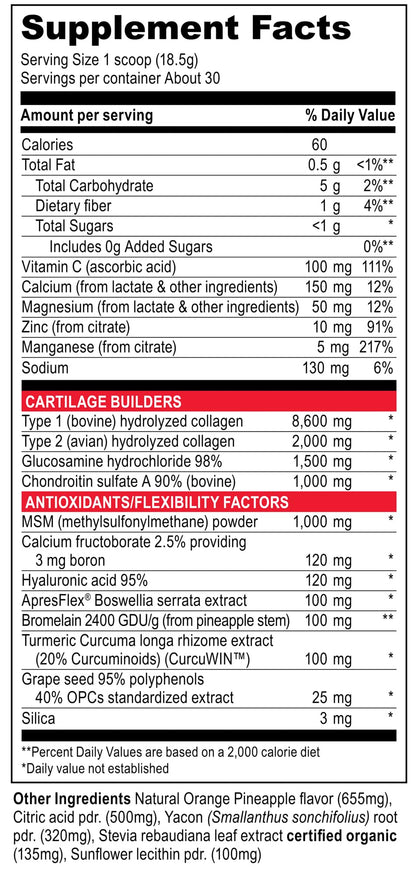 Vibrant Health, Joint Vibrance, Comprehensive Joint and Cartilage Support, Orange Pineapple, 21 Servings