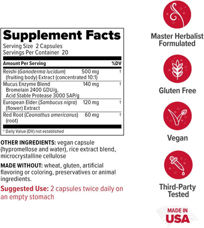 Redd Remedies, SinuZyme, Supports Sinus and Immune Health, 40 Vegan Capsules