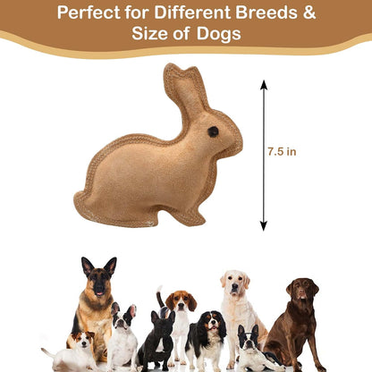 SPOT Dura-Fused Leather Rabbit Dog Toy – Durable Real Leather & Jute Chew Toy with Squeaker, Double-Stitched for Moderate Chewers, Small & Medium Dogs, 7.5in