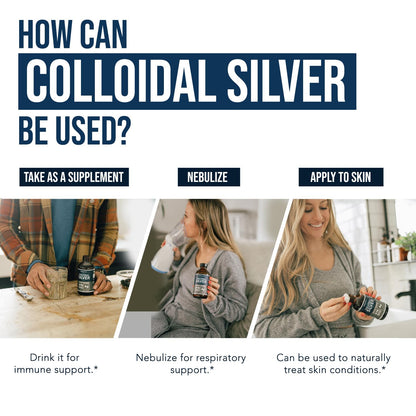 Bioactive Colloidal Silver - 8 oz, Glass Bottle, Vegan, Safe Doses with Highest Effectiveness - Nano Ions, 30 PPM - Immune Support (48 Servings)