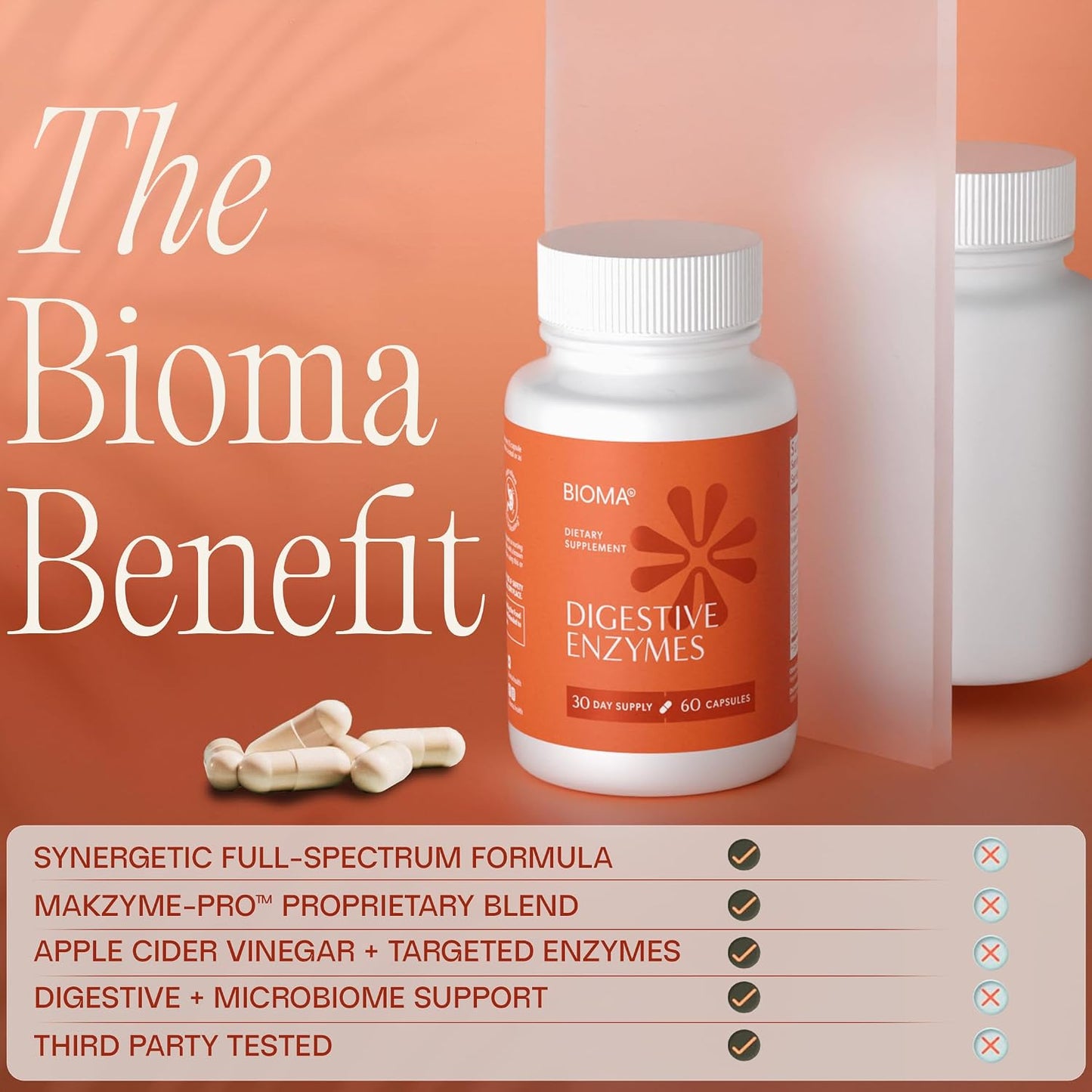 BIOMA Digestive Enzymes Supplement with Probiotics & Prebiotics, Supports Digestion and Gut Health, Helps Reduce Bloating and Gas, Daily Enzyme Formula Capsules