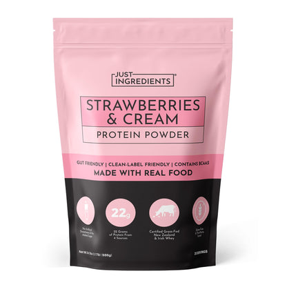JUST INGREDIENTS Vanilla Bean Protein Powder – 20-Serving Blend with 100% Grass-Fed Whey & Organic Plant Proteins – Real Vanilla Bean & Cinnamon – Supports Muscle Recovery, Energy*
