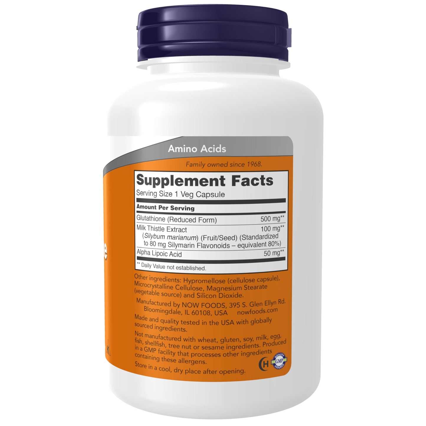 NOW Foods Supplements, Glutathione 500 mg, With Milk Thistle Extract & Alpha Lipoic Acid, Free Radical Neutralizer*, 60 Veg Capsules