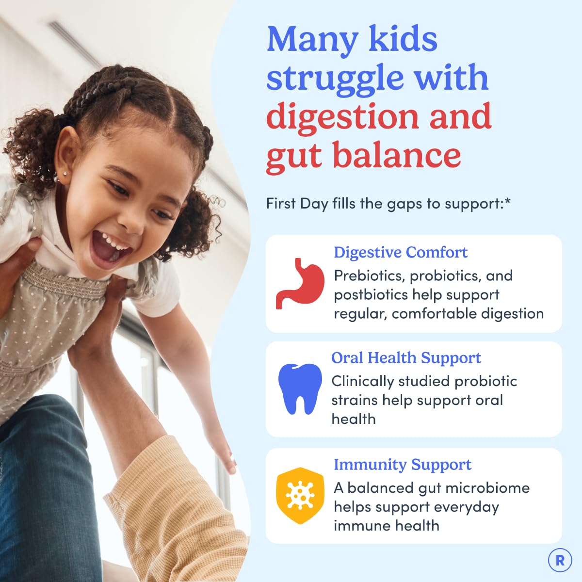 FIRST DAY Probiotic for Teens Ages 13-18, 3-in-1 Gummies, 60ct