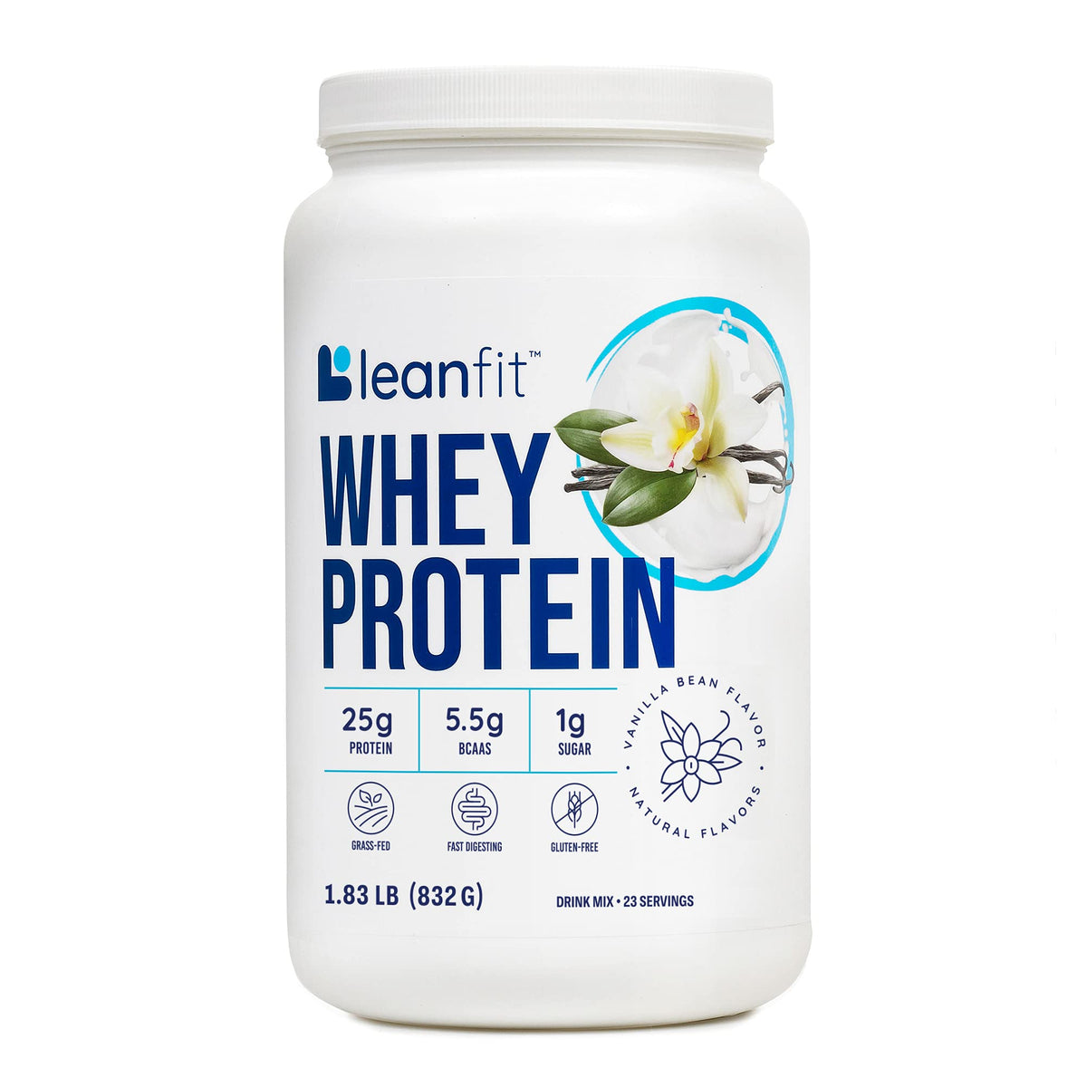 LeanFit WHEY Protein Natural Vanilla – 100% Whey Protein Powder, 25g Protein 
