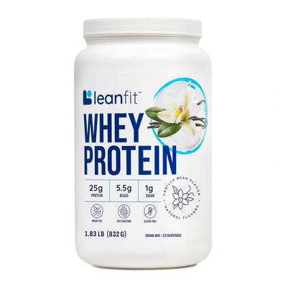 LeanFit WHEY Protein Natural Vanilla – 100% Whey Protein Powder, 25g Protein 