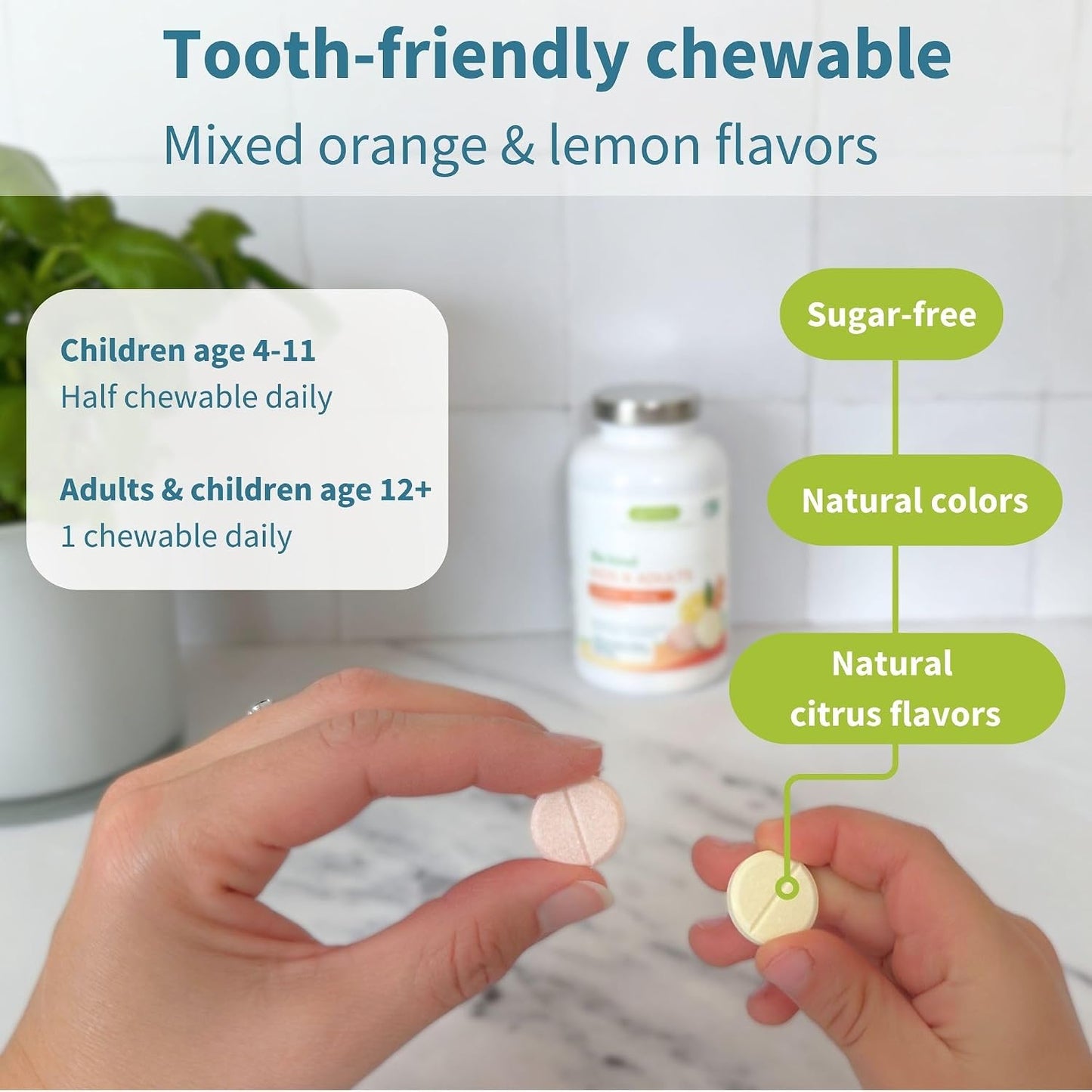 Igennus Vitamin C Chewable 250-500mg Gentle & Buffered for Kids & Adults | Optimized Absorption with Sodium Ascorbate & Ascorbic Acid, Sugar Free Natural Orange & Lemon Flavors, 120–240 Servings