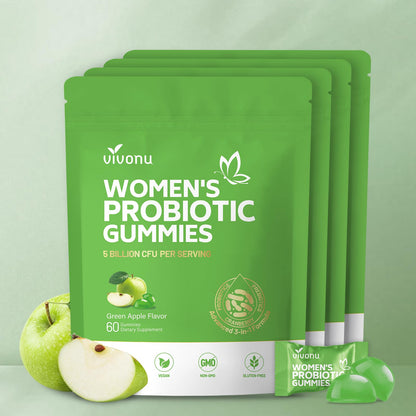 VivoNu Viginal Probiotic for Women, Women Probiotic Gummies, Feminine Balance Gummies, Green Apple Probiotics for Woman Vaginigal Health, Yeast Ph Balance