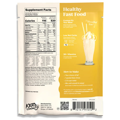 Keto Chow Chocolate Peanut Butter Meal Replacement Shake Powder, 3 Meals