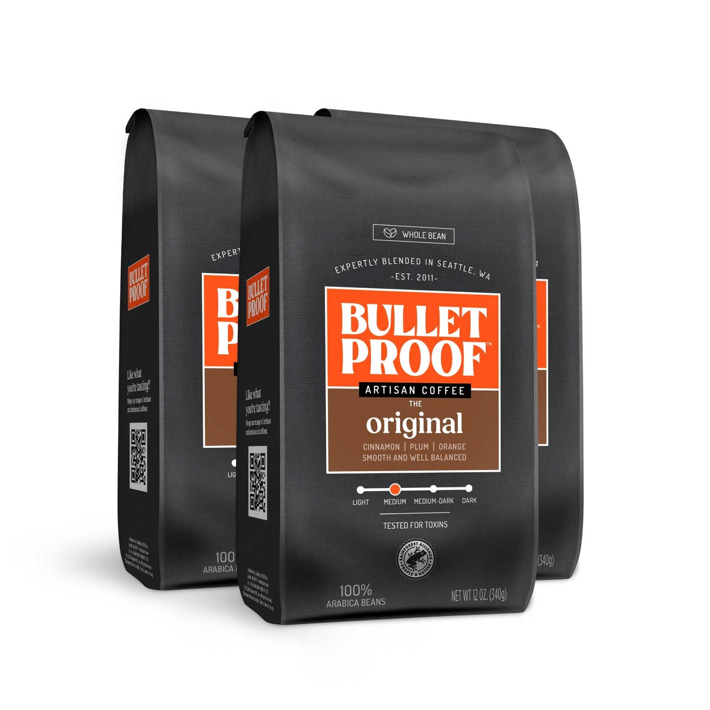 Bulletproof Original Medium Roast Whole Bean Coffee, 12 Ounces, Clean Coffee Tested for Toxins