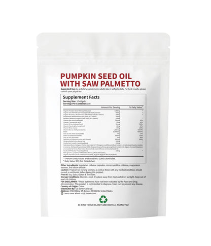 VivoNu Pumpkin Seed Oil with Saw Palmetto Capsules | 4500mg | 300 Count| 33 in 1 Vitamin C D3 B12 E A, Castor, Zinc, Biotin, Iron, Peppermint | Hair Growth & DHT Blocker for Women Men | 300 Count| 33 in 1 Vitamin C D3 B12 E A, Castor, Zinc, Biotin, Iron,