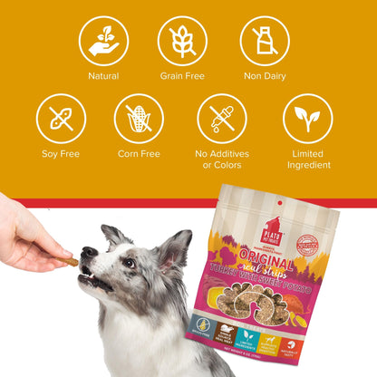 Plato Real Strips Salmon Recipe Dog Treats, Air-Dried High-Protein Soft Strips, Omega-Rich Skin & Coat Support, 18 oz