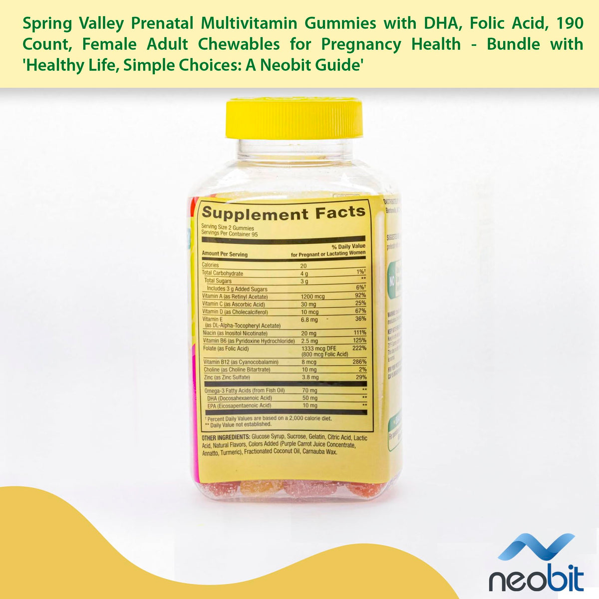 Spring Valley Prenatal Multivitamin Gummies with DHA, Folic Acid, 190 Count, Female Adult Chewables
