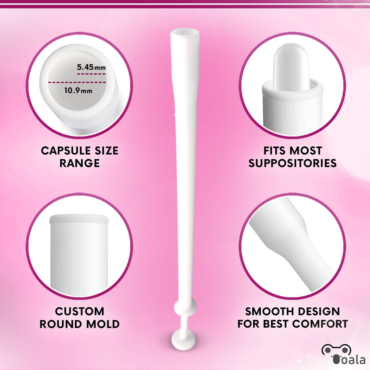 Ooala Disposable Vaginal Suppository Applicators (30-Pack) | Fits Most Brands, Pills, Tablets and Boric Acid