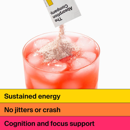 The Absorption Company Energy Drink Mix - 150mg Vitamin C Powder - 7 Pack | Liposomal Clean Alertness Booster, High-Absorption Natural Caffeine, Recovery Boost Water Supplement, Fruit Punch Packets