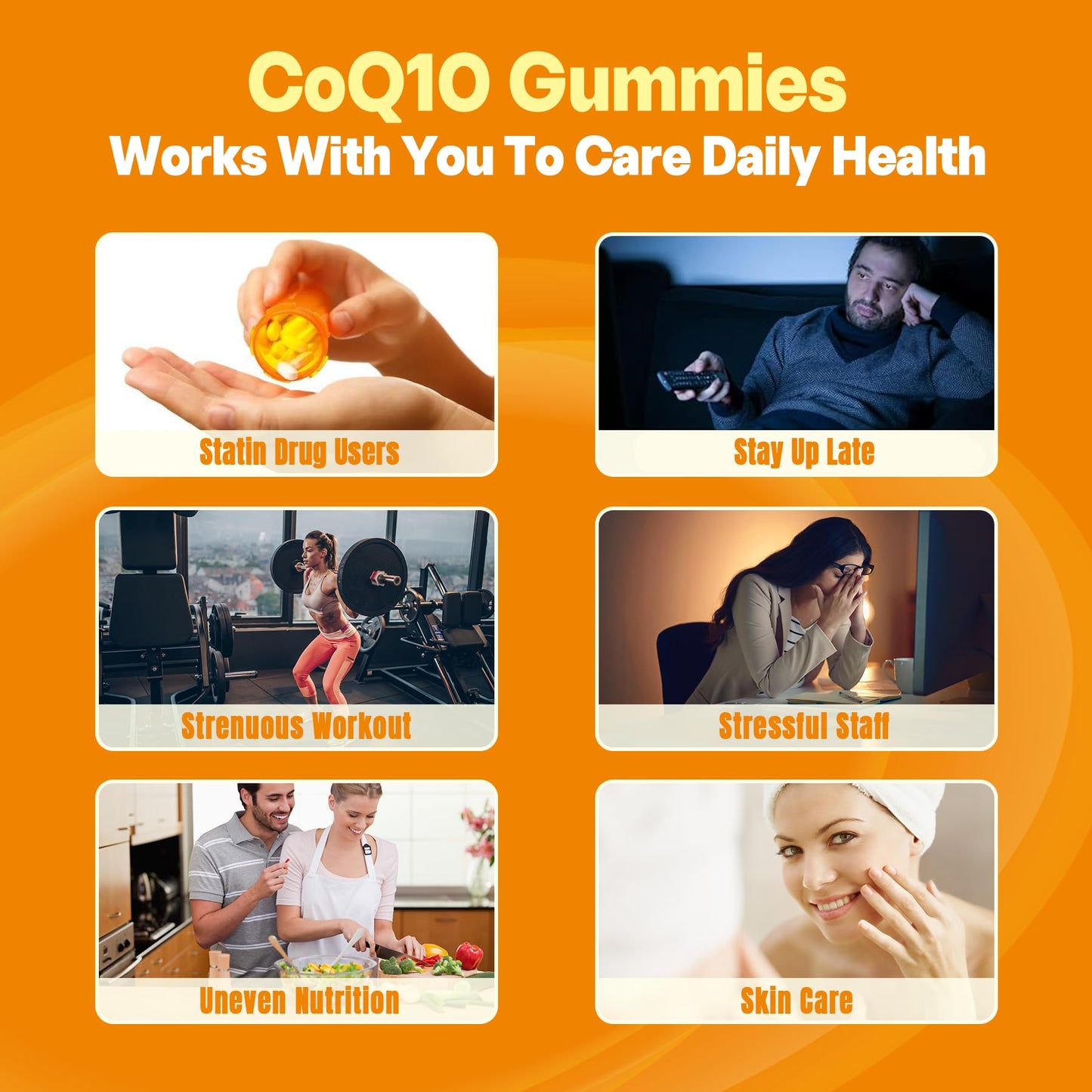 Sugar-Free CoQ10-250mg / 500mg Filled Gummies - Plus Omega-3, EPA + DHA, B3 & Zinc - Ultra Co Q-10 Supplements for Hear-t Health, Cellular Energy, Antioxidant Support, Up to 60 Day Supply, Vegan 60Cts