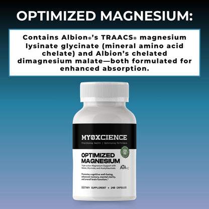 MYOXCIENCE Optimized Magnesium Glycinate + Magnesium Taurate (as ATAmag®) for High Brain Bioavailability to Support Stress Relief and Sleep | 30 Servings