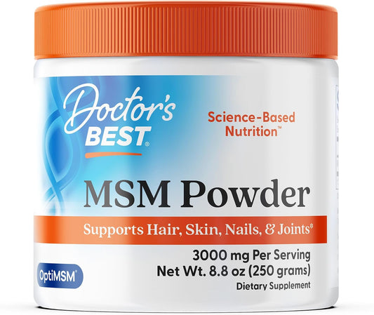 Doctor's Best MSM Powder Supplement for Men & Women - Supports Hair, Skin, Nails, Joint Health, & Mobility, Delivers Beneficial Sulfur with OptiMSM, Gluten Free, Soy Free, Non GMO, Vegan - 8.8 oz