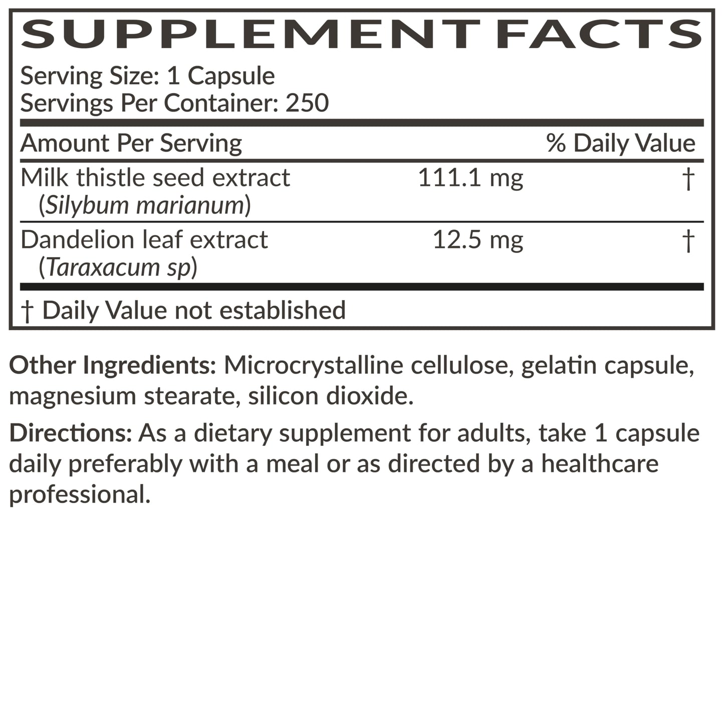 Futurebiotics Milk Thistle Silymarin Marianum & Dandelion Extract Liver Health Support, Antioxidant Support, Detox, 300 Capsules