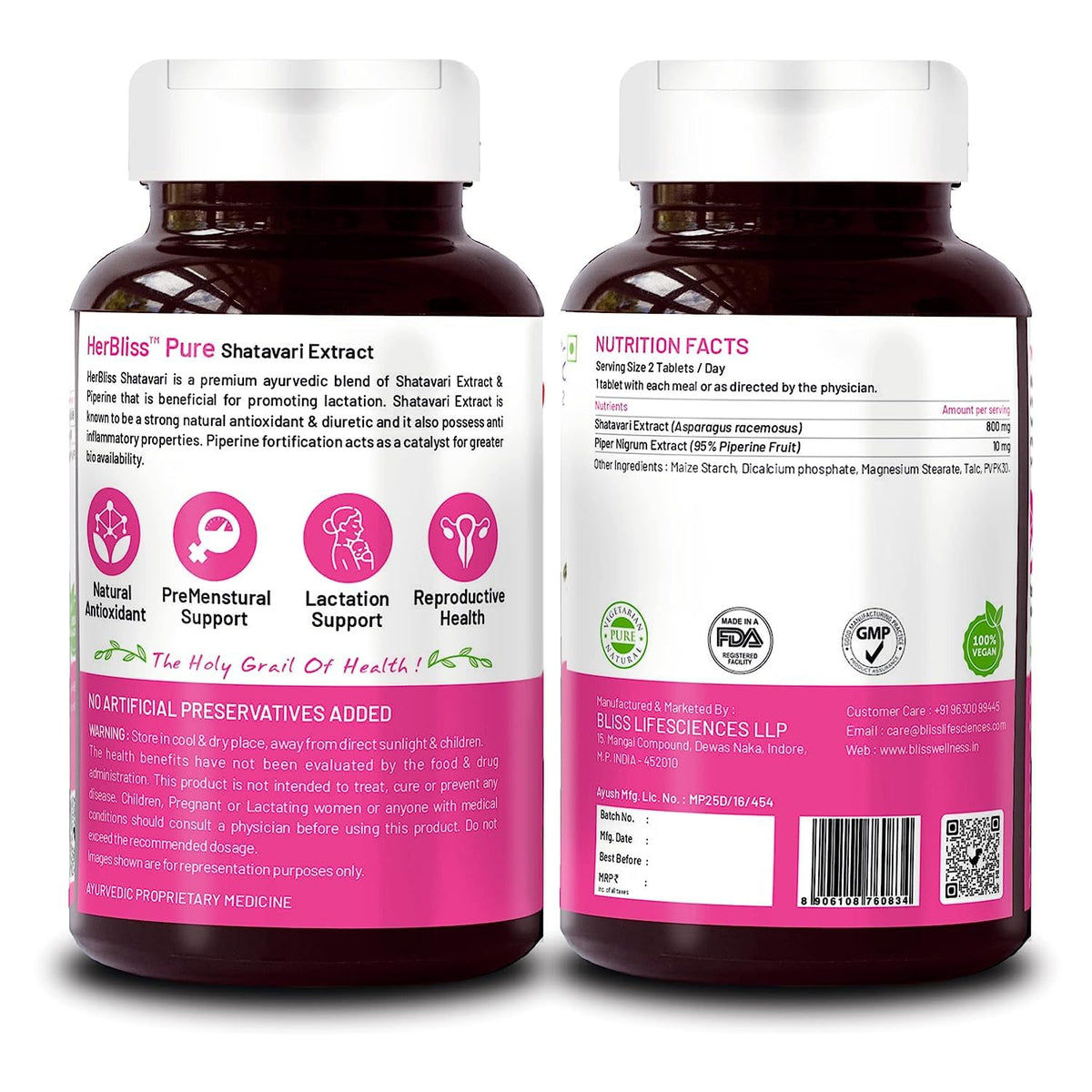Sheltr Organic Shatavari Biopiperine | Women Health | Lactation Support Immunity Booster Menopause