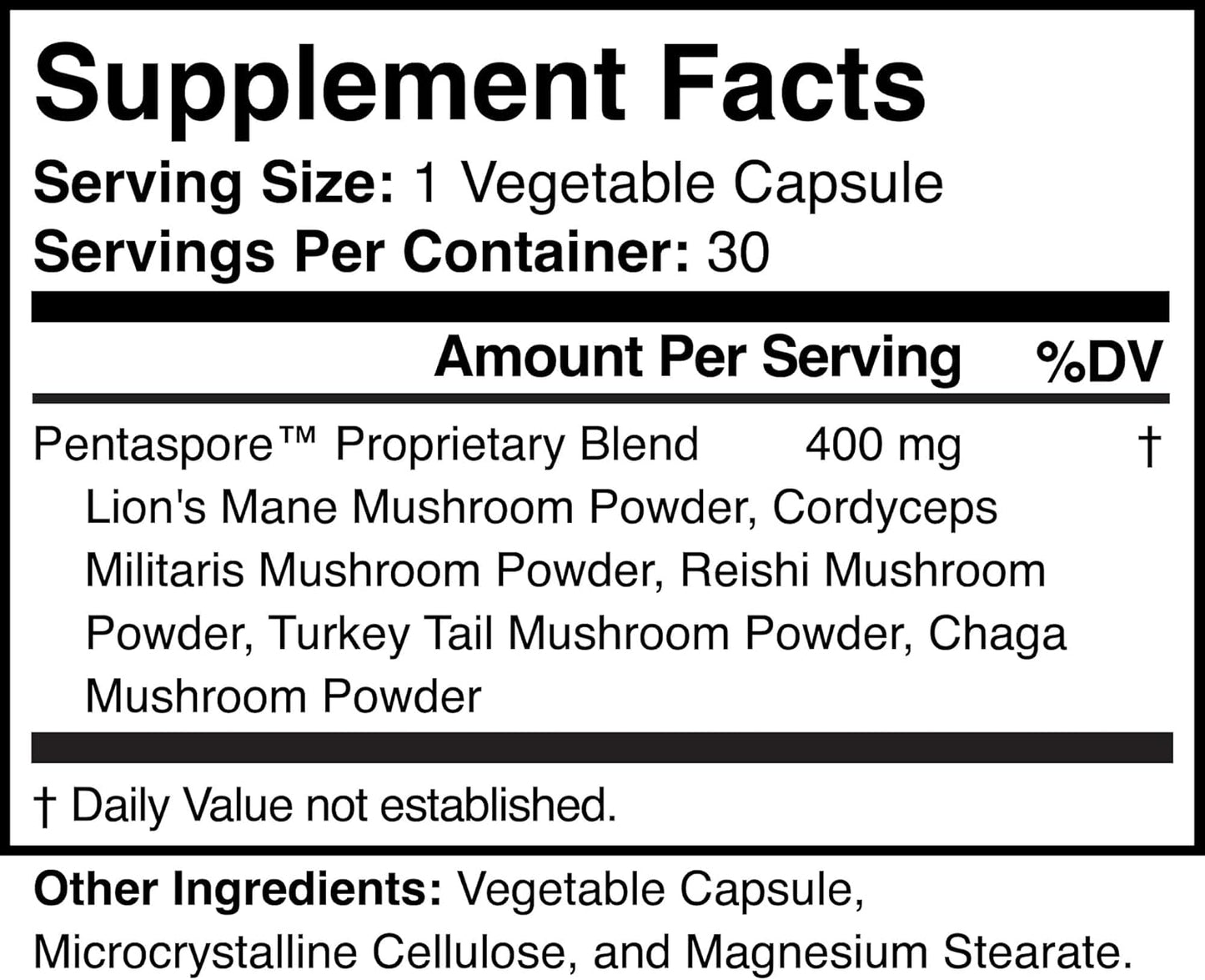 Natural Mushroom Complex for Mind and Body, Vegan, Gluten-Free | Blends Lion's Mane, Reishi, and 3 Functional Fungi to Sharpen Focus, Boost Energy, and Strengthen Immunity, 30-Day Supply