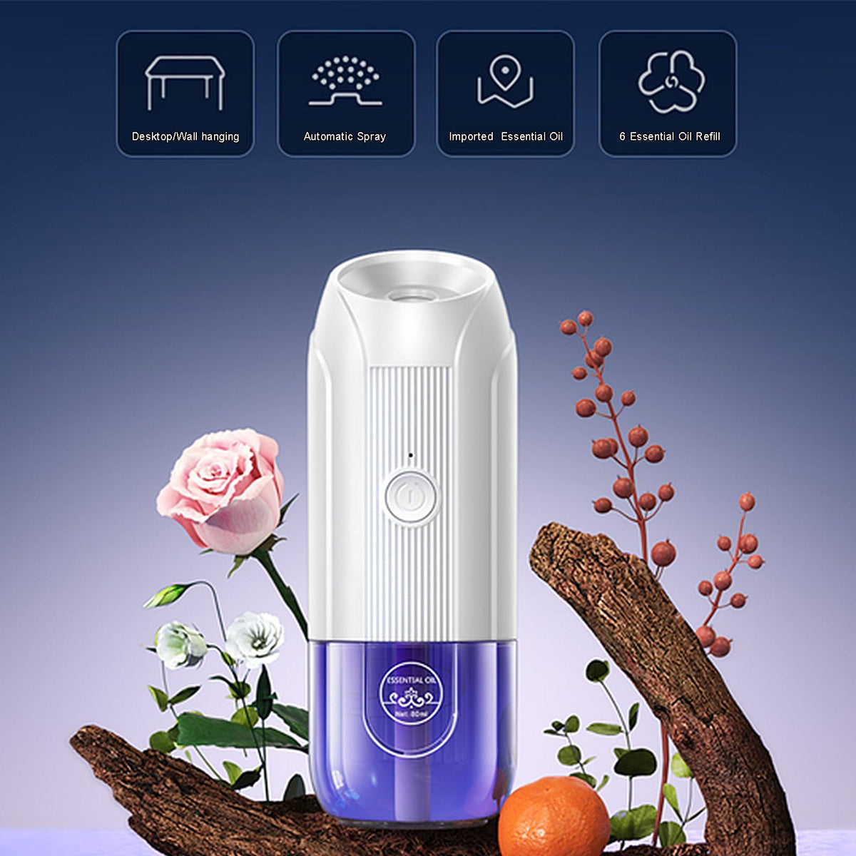Mini Essential Oil Diffuser, Ultrasonic Mist Air Fresheners for Home with 80 ml Lavender Essential Oils