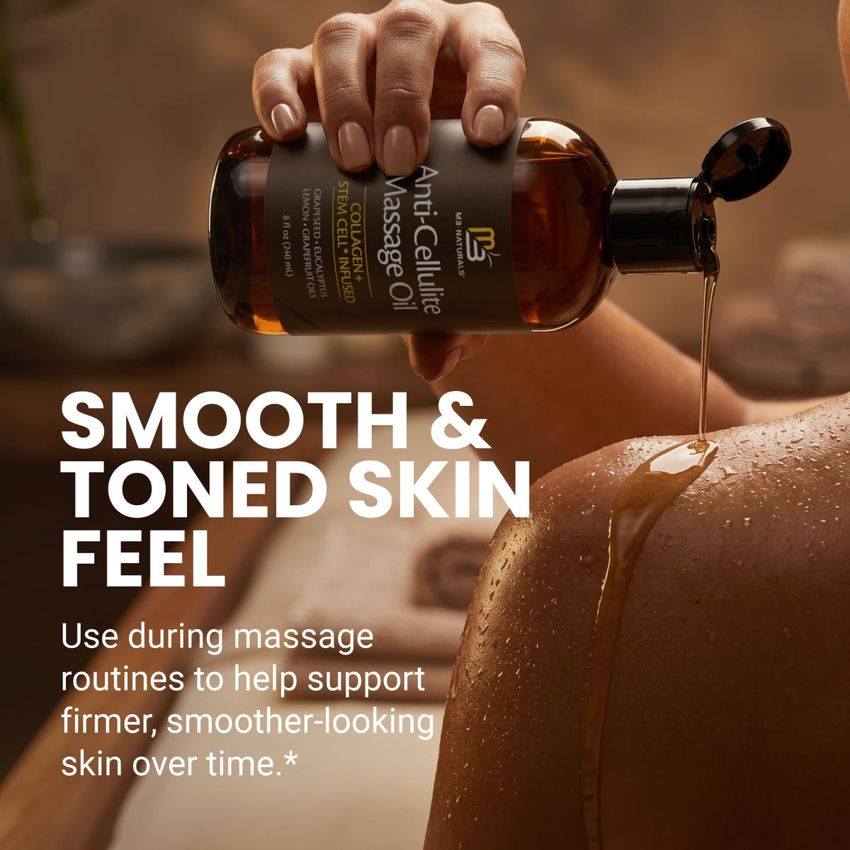 Anti Cellulite Massage Oil for Massage Therapy with Collagen (8 Fl Oz)
