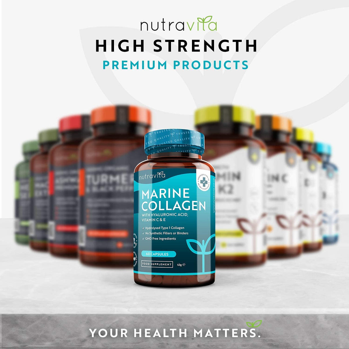 Marine Collagen 1000mg - 60 Capsules of Superior Type 1 Hydrolysed Collagen