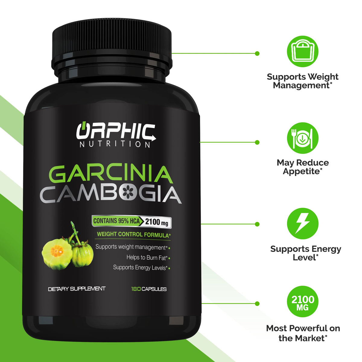ORPHIC NUTRITION Garcinia Cambogia Extract 2 Months Supply - to Support Weight Loss Efforts