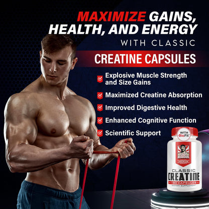 Creatine Monohydrate Capsules - 5000mg + BioFit™ (Max Strength) Supports Muscle