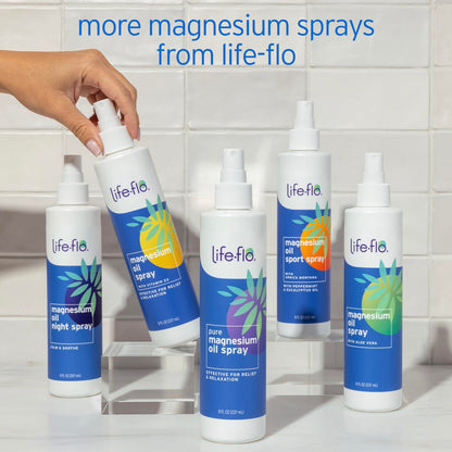 LIFE-FLO Magnesium Oil for Feet and Body - Topical Magnesium Spray Soothes Muscles, Joints When Massaged Into the Skin - Doubles as a Deodorant Spray or Bath Oil, Hypoallergenic, 8 Fl Oz