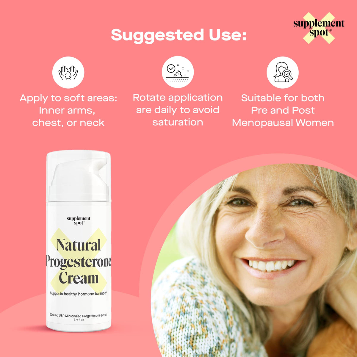 Supplement Spot Natural Progesterone Cream for Women – Micronized Bioidentical Progesterone Cream