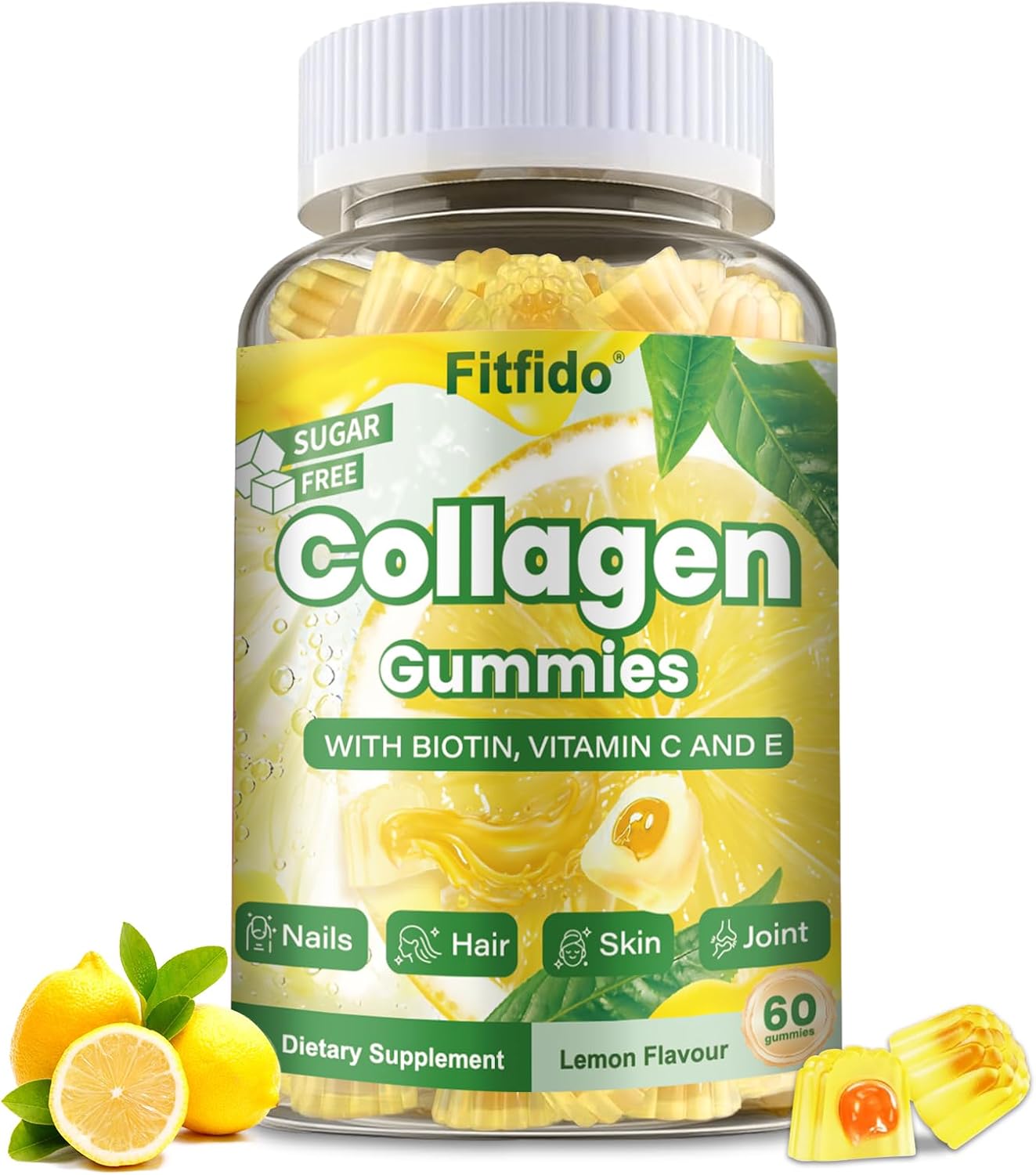 Collagen Gummies 1500mg, Multi Collagen Types I, II, III, 60 Count | Multi Collagen Types I II III V X, Daily Beauty, Skin Hair & Nails Support, Biotin 2500mcg, Vitamin C, Sugar Free