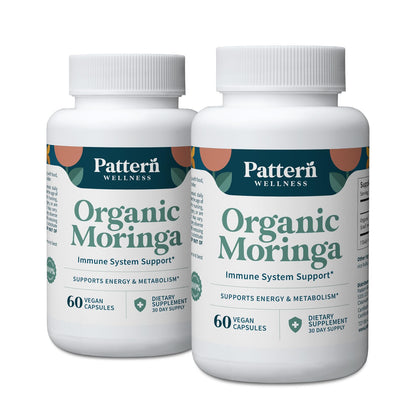 Pattern Wellness Organic Moringa Oleifera Supplement – Antioxidant Support & Cell Function – Whole Leaf Complete Formula – Vegan, Non-GMO– 60 Capsules